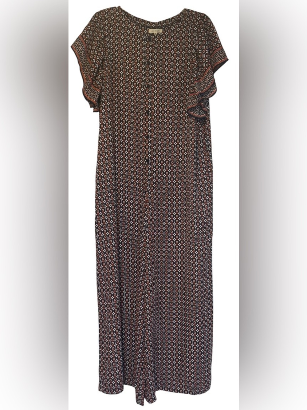 Max Studio Brown Geometric Wide leg Pant Romper szXL Boho